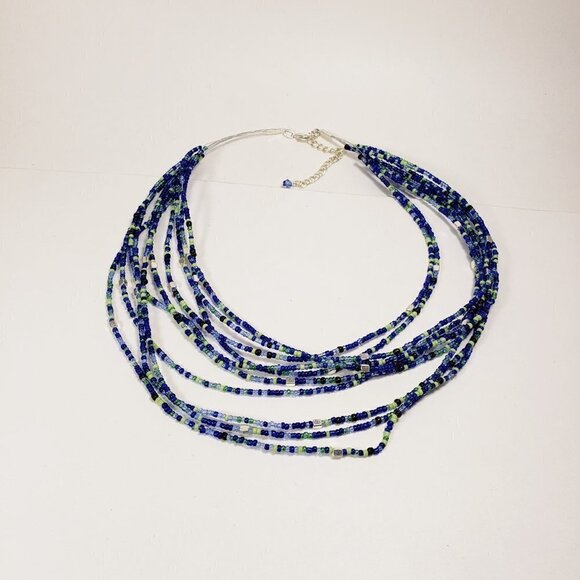 Multi-Color Layered Beaded Necklace – Silver Illusion Strands Women's Jewelry - Picture 6 of 6